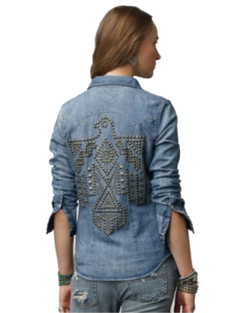 RARE COLLECTOR Ralph Lauren Denim & Supply Studded Eagle Western Denim Shirt - Picture 4 of 7